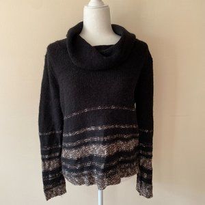 Loft Turtleneck Black Horizontal stripes Womens Size L